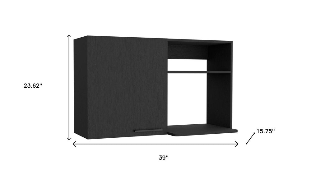 39" Black Wood Wall Mounted Accent Cabinet With Single Door HomeRoots