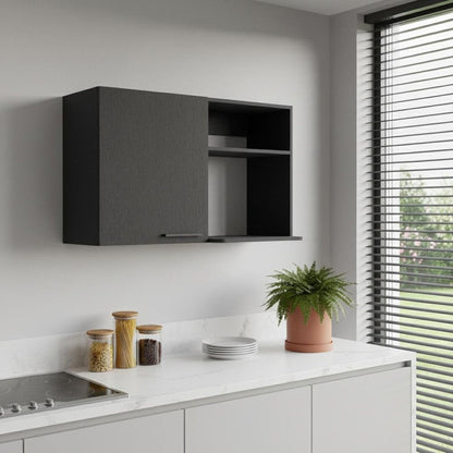 39" Black Wood Wall Mounted Accent Cabinet With Single Door HomeRoots
