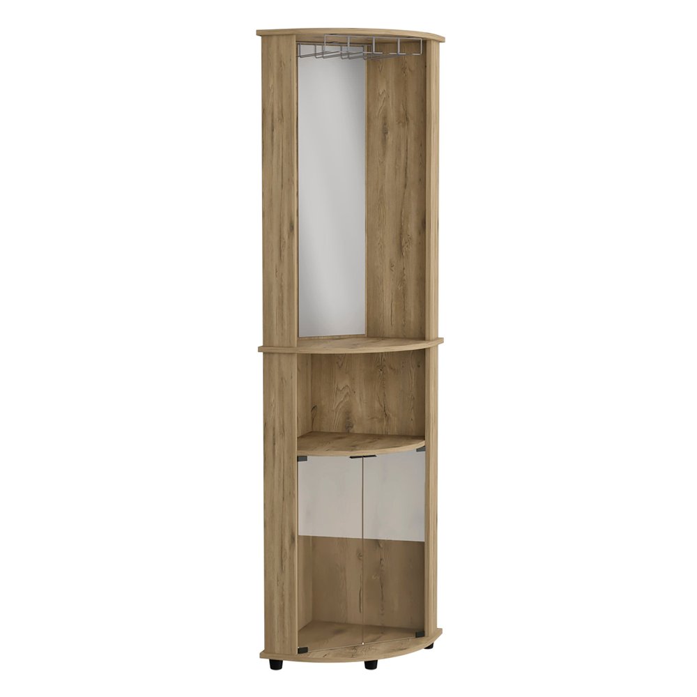 18" Light Brown Wood Corner Bar Cabinet With Two Doors HomeRoots