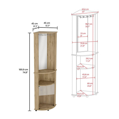 18" Brown Laminate Corner Bar Cabinet With Two Shelves HomeRoots