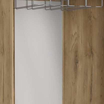 18" Light Brown Wood Corner Bar Cabinet With Two Doors HomeRoots
