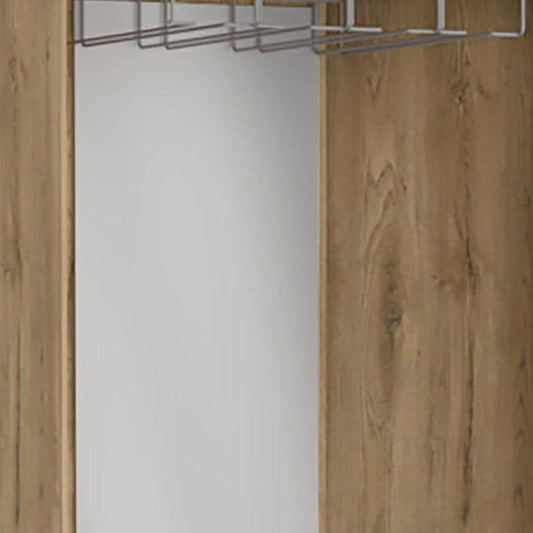18" Light Brown Wood Corner Bar Cabinet With Two Doors HomeRoots