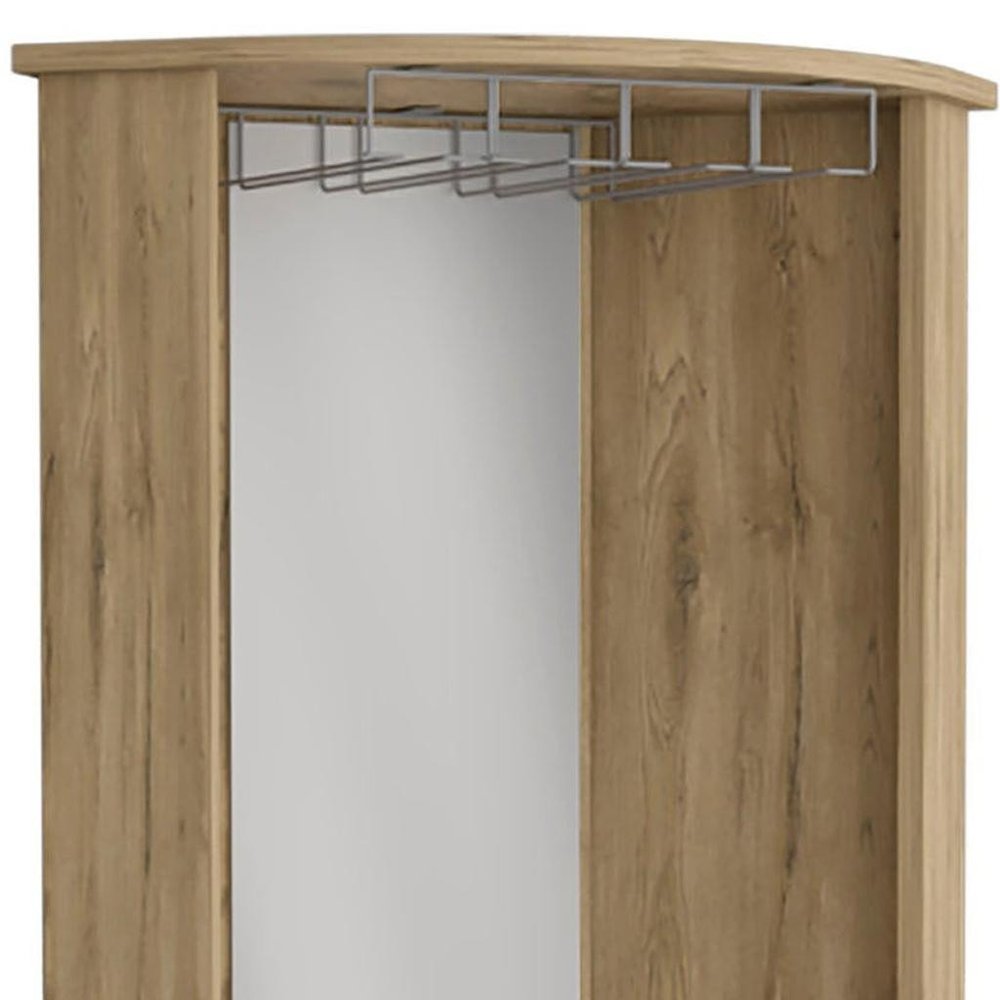 18" Light Brown Wood Corner Bar Cabinet With Two Doors HomeRoots