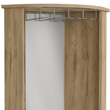 18" Light Brown Wood Corner Bar Cabinet With Two Doors HomeRoots