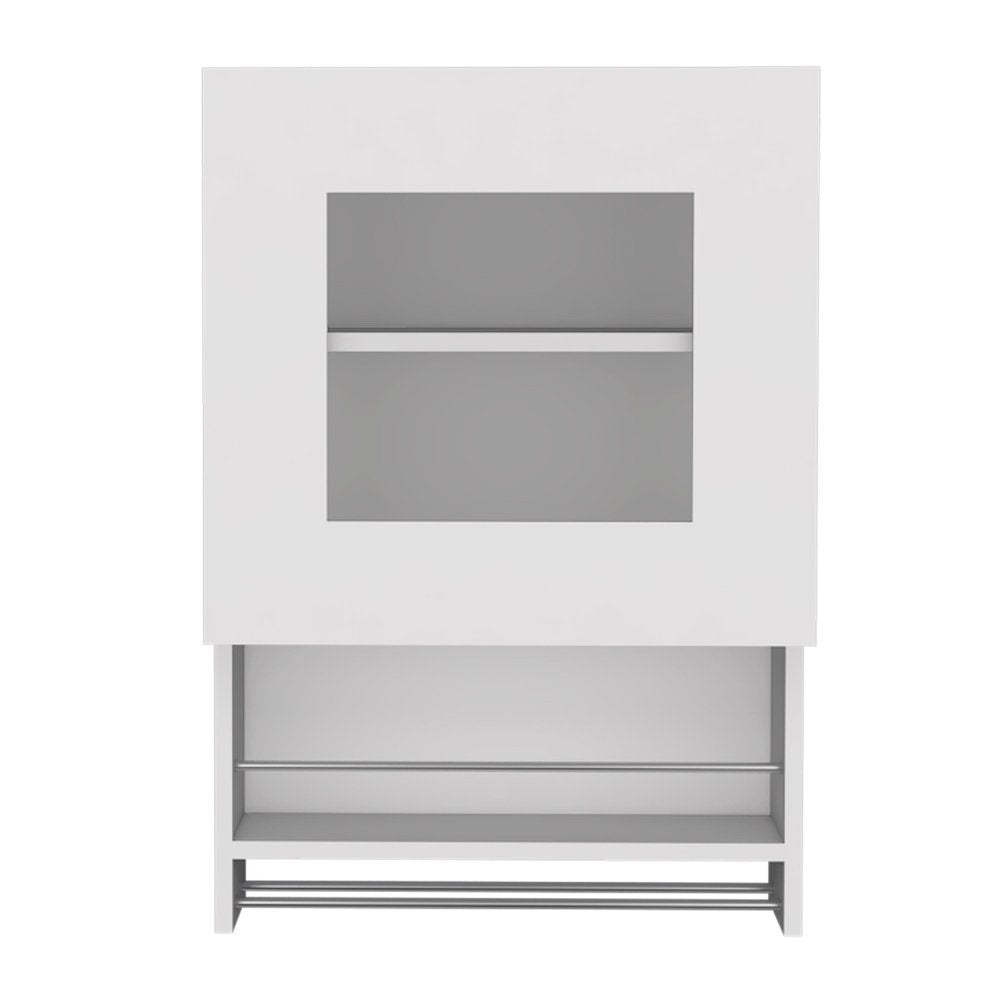 20" White Wood Wall Mounted China Cabinet With Single Door HomeRoots
