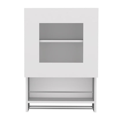 20" White Wood Wall Mounted China Cabinet With Single Door HomeRoots