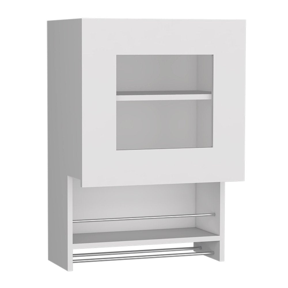 20" White Wood Wall Mounted China Cabinet With Single Door HomeRoots