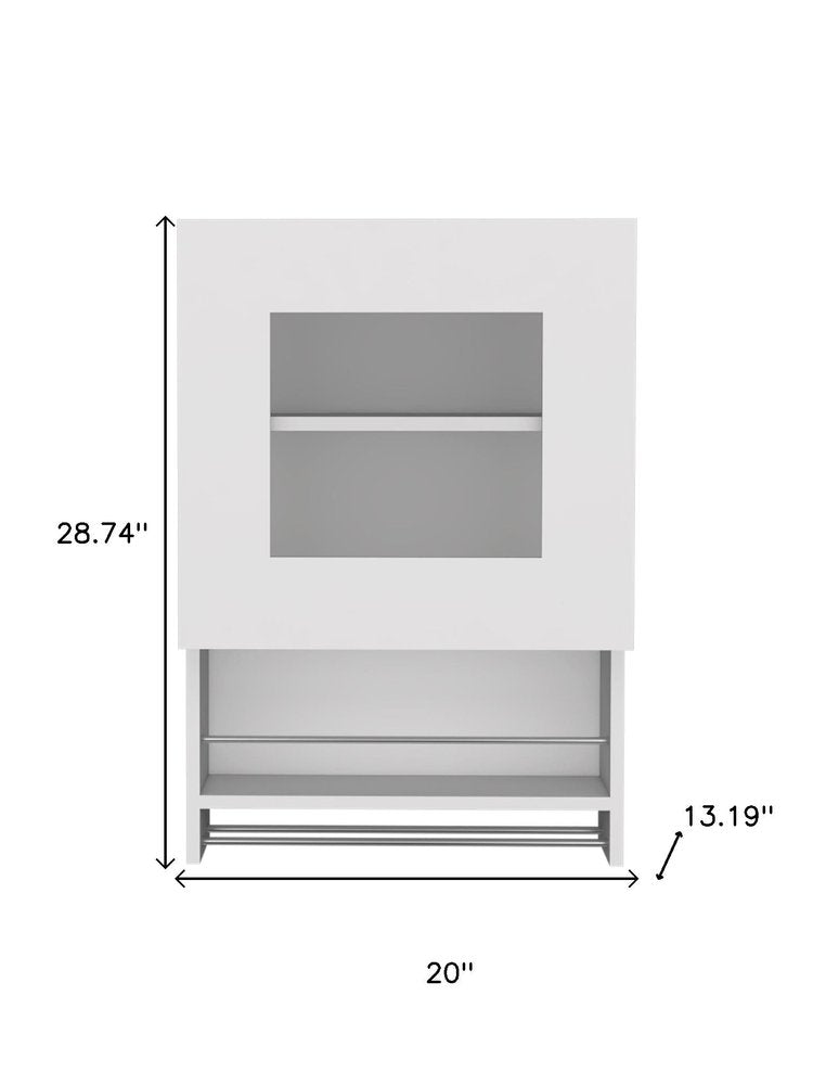 20" White Wood Wall Mounted China Cabinet With Single Door HomeRoots