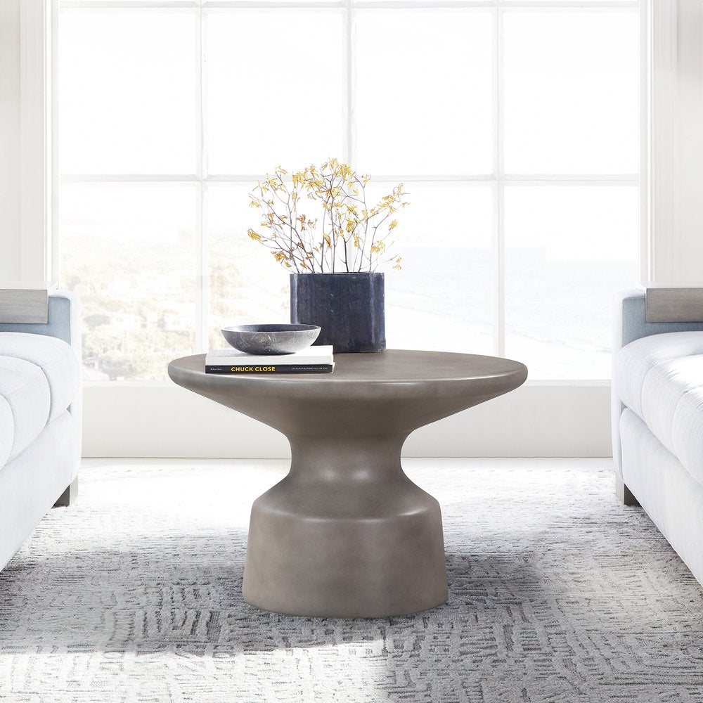 24" Gray Concrete Round Coffee Table HomeRoots