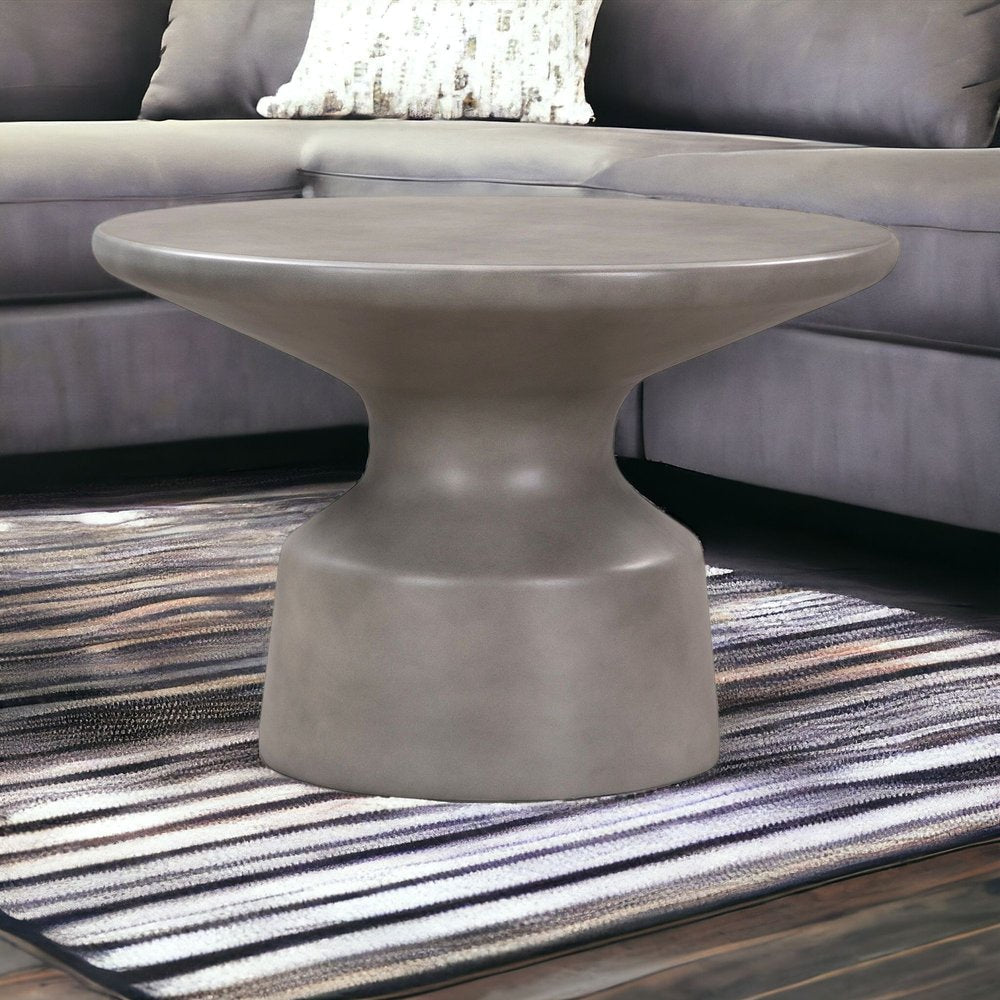 24" Gray Concrete Round Coffee Table HomeRoots