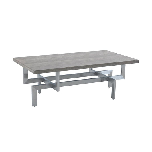 51" Gray And Silver Stainless Steel Coffee Table HomeRoots