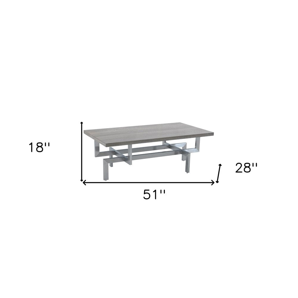 51" Gray And Silver Stainless Steel Coffee Table HomeRoots