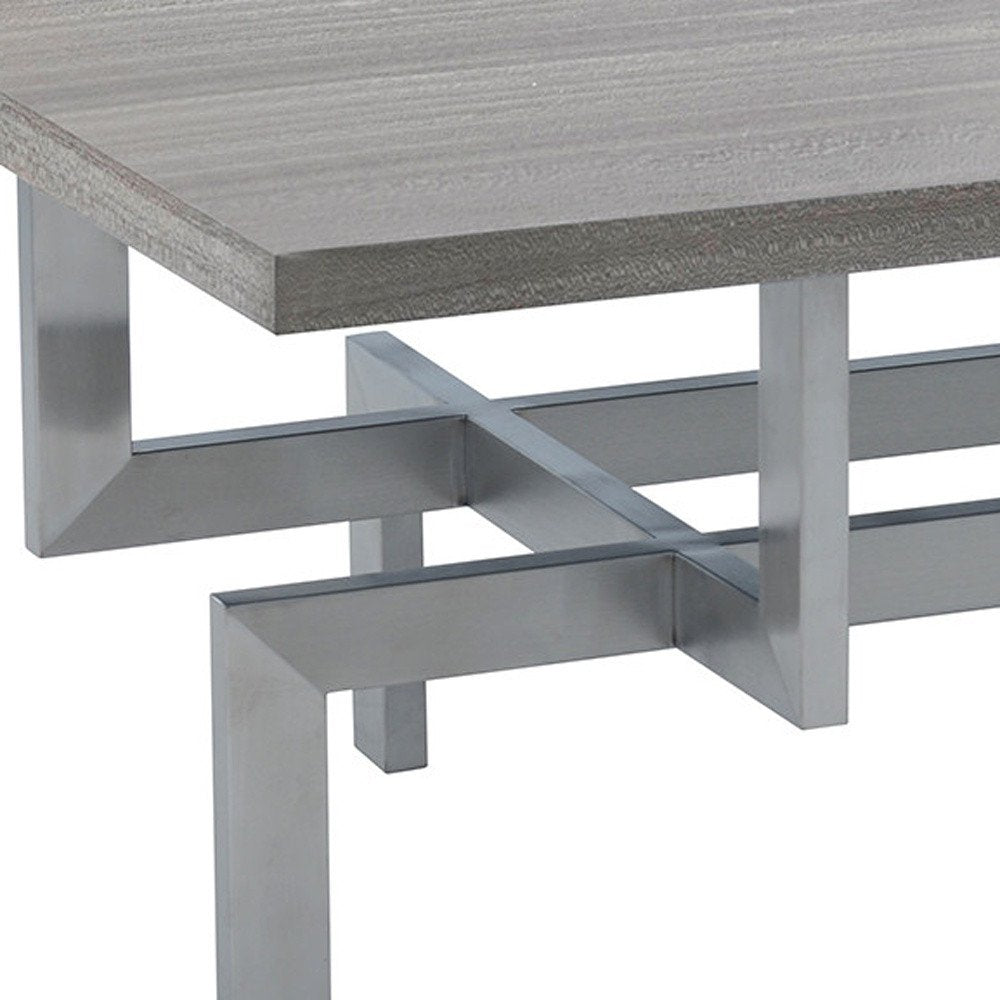 51" Gray And Silver Stainless Steel Coffee Table HomeRoots