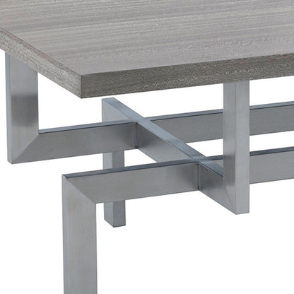 51" Gray And Silver Stainless Steel Coffee Table HomeRoots