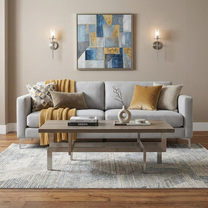 51" Gray And Silver Stainless Steel Coffee Table HomeRoots