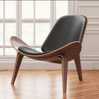 36" Black and Brown Faux Leather Lounge Chair HomeRoots