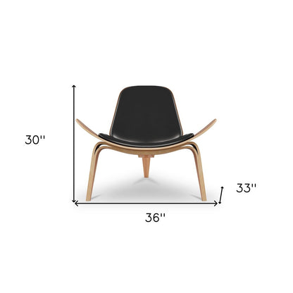 36" Black and Brown Faux Leather Lounge Chair HomeRoots