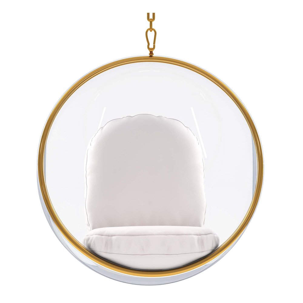 42" White Faux Leather Balloon Chair HomeRoots