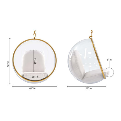 42" White Faux Leather Balloon Chair HomeRoots