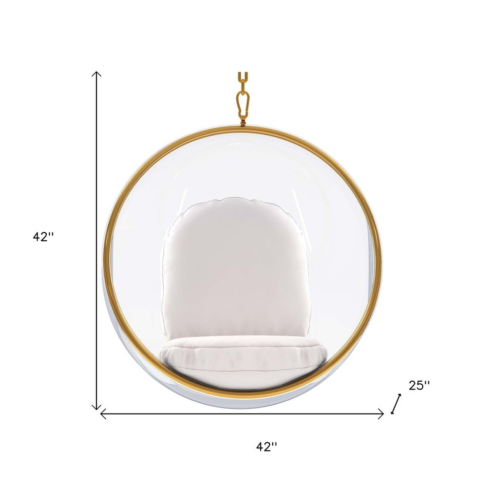 42" White Faux Leather Balloon Chair HomeRoots