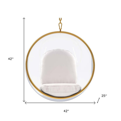42" White Faux Leather Balloon Chair HomeRoots