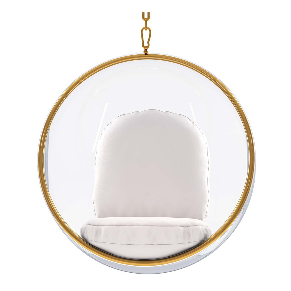 42" White Faux Leather Balloon Chair HomeRoots
