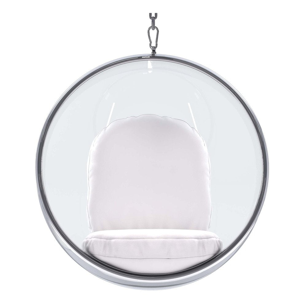 42" White Faux Leather Balloon Chair HomeRoots