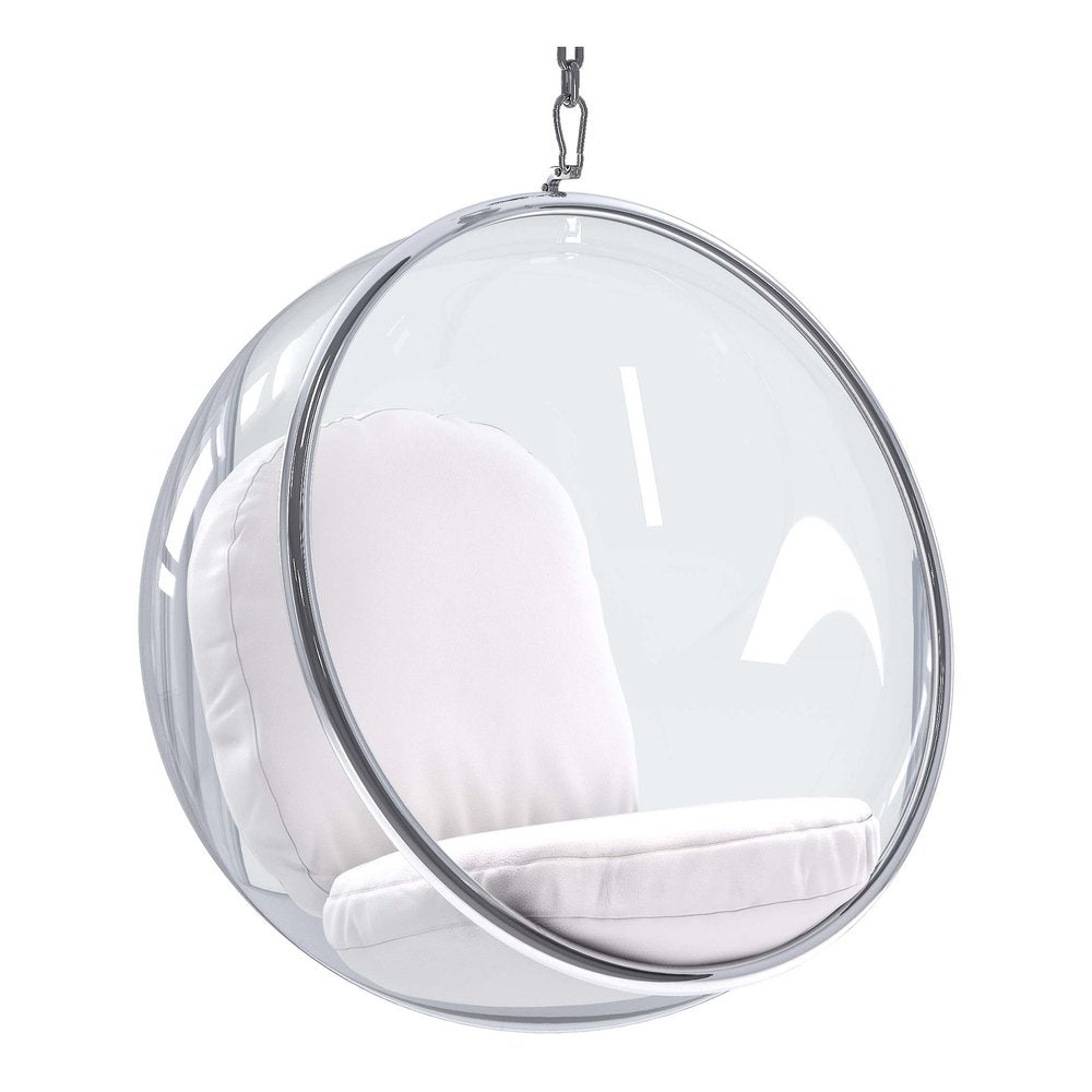 42" White Faux Leather Balloon Chair HomeRoots