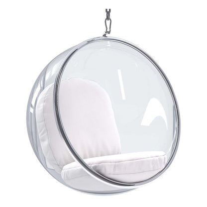 42" White Faux Leather Balloon Chair HomeRoots