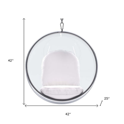 42" White Faux Leather Balloon Chair HomeRoots