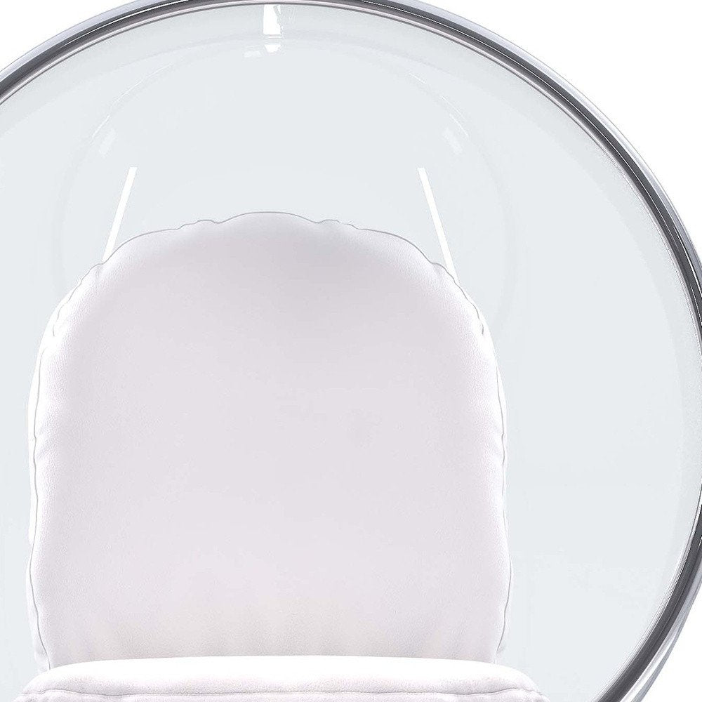 42" White Faux Leather Balloon Chair HomeRoots