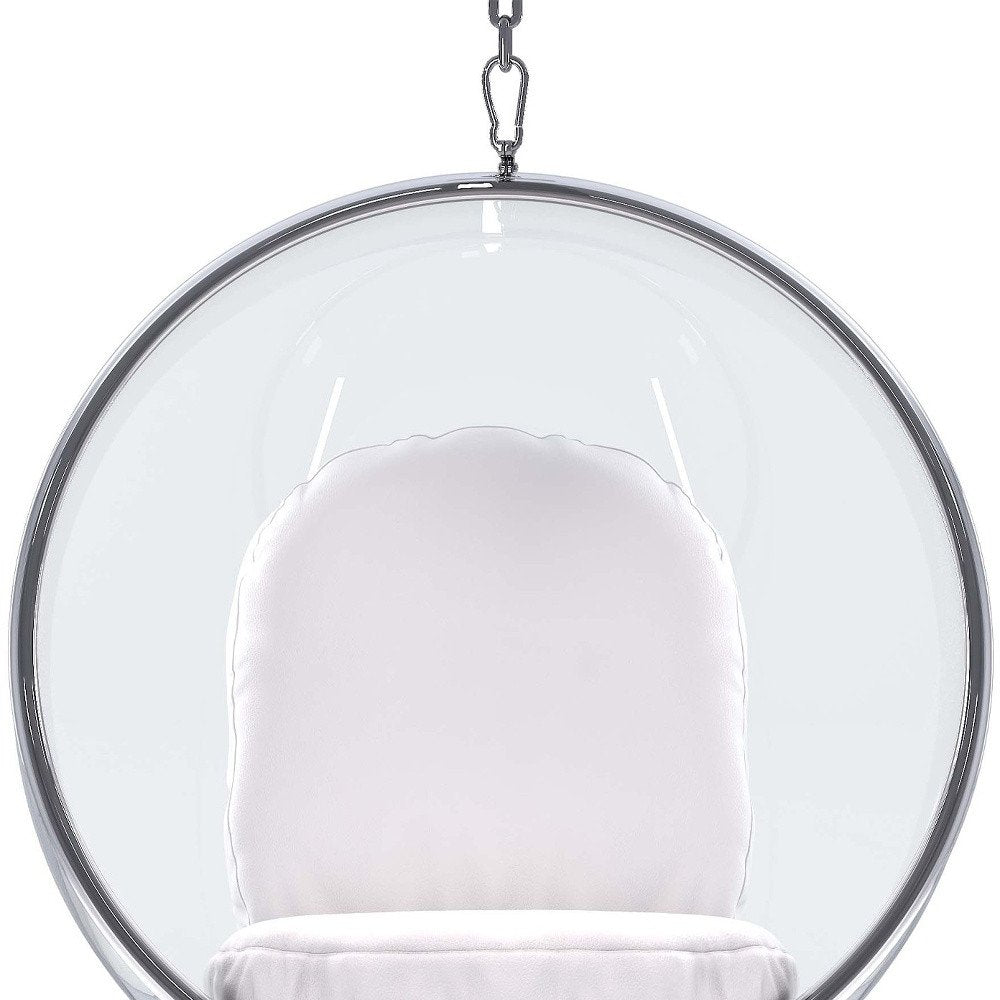 42" White Faux Leather Balloon Chair HomeRoots