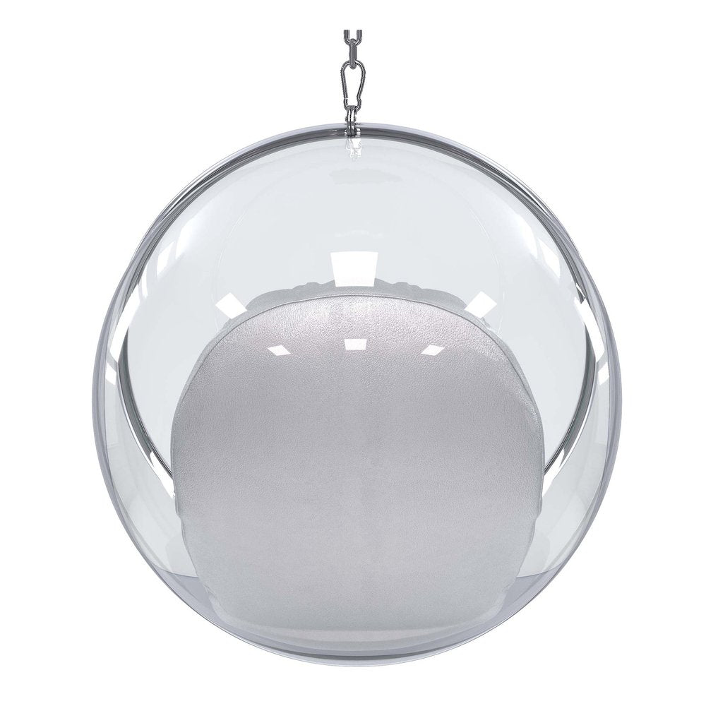 42" Silver Faux Leather Balloon Chair HomeRoots