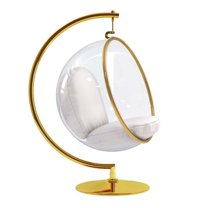 42" White and Gold Faux Leather Balloon Chair HomeRoots