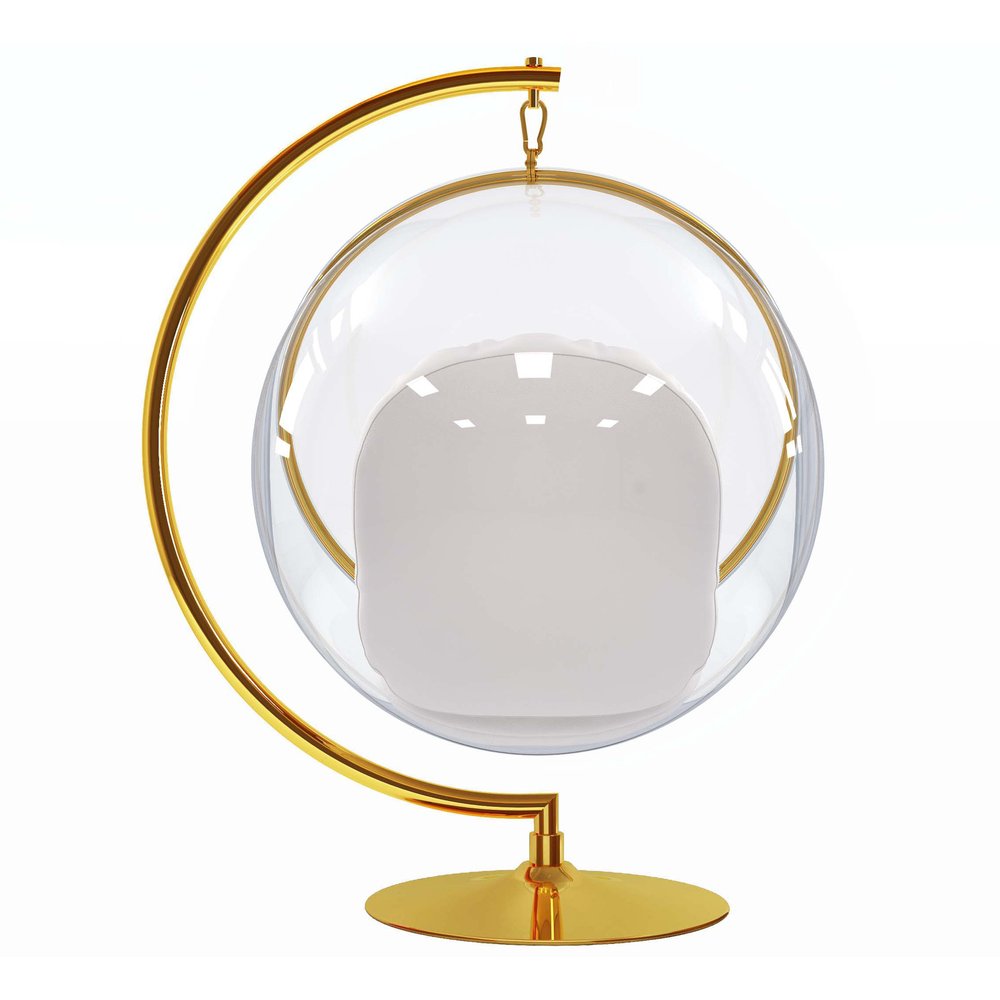 42" White and Gold Faux Leather Balloon Chair HomeRoots