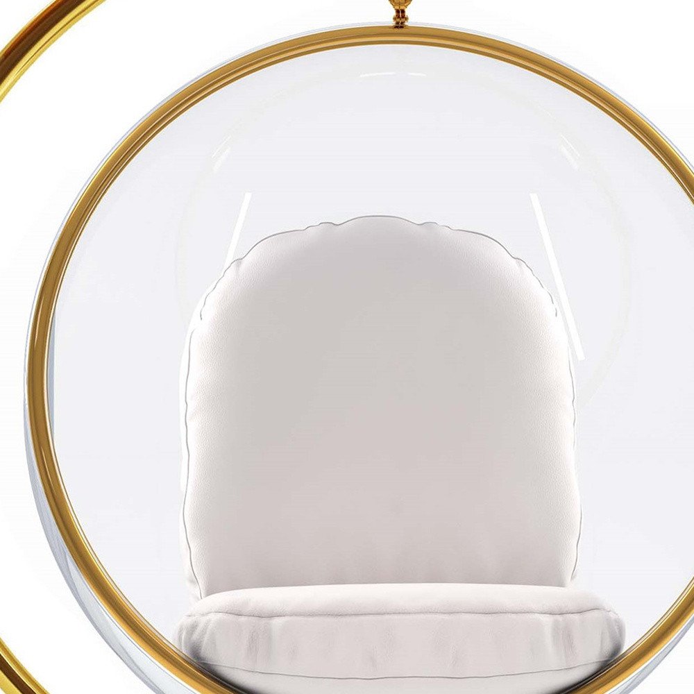 42" White and Gold Faux Leather Balloon Chair HomeRoots