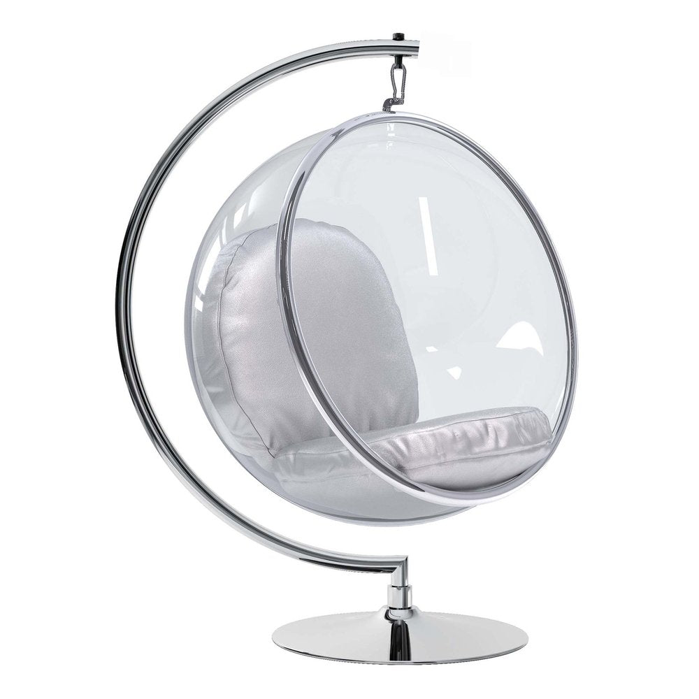 42" Silver Faux Leather Balloon Chair HomeRoots