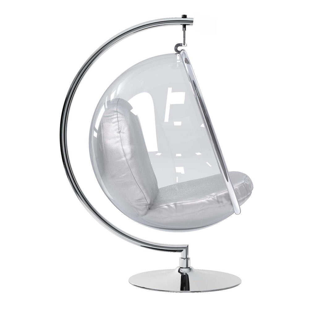 42" Silver Faux Leather Balloon Chair HomeRoots