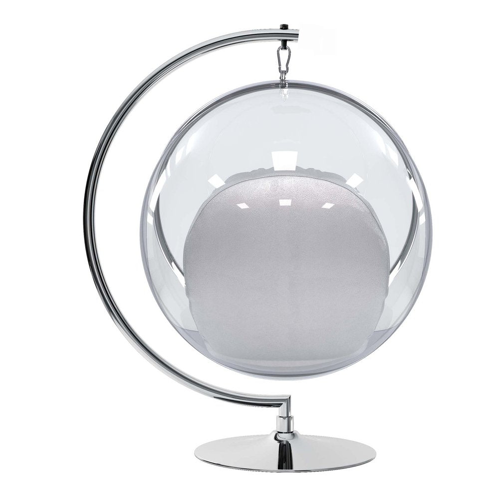 42" Silver Faux Leather Balloon Chair HomeRoots