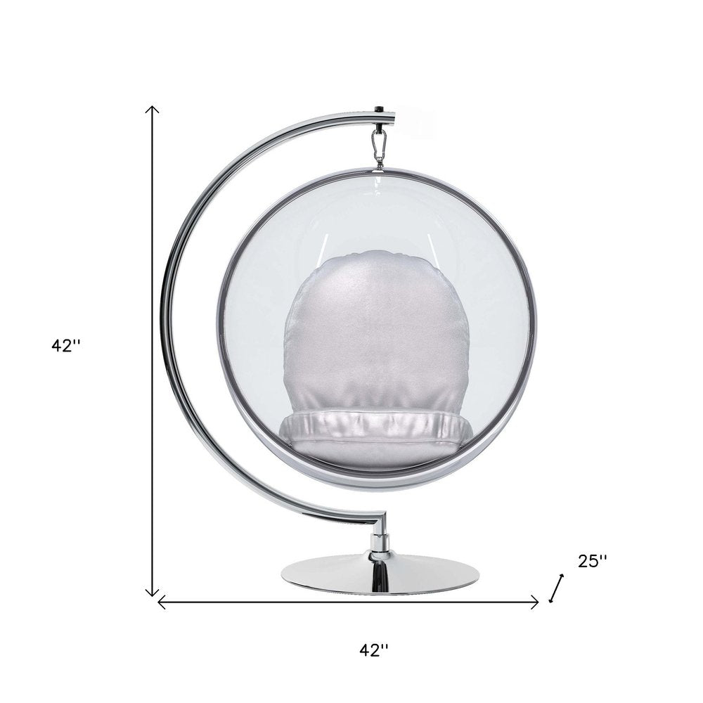 42" Silver Faux Leather Balloon Chair HomeRoots