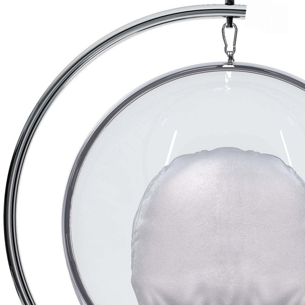 42" Silver Faux Leather Balloon Chair HomeRoots