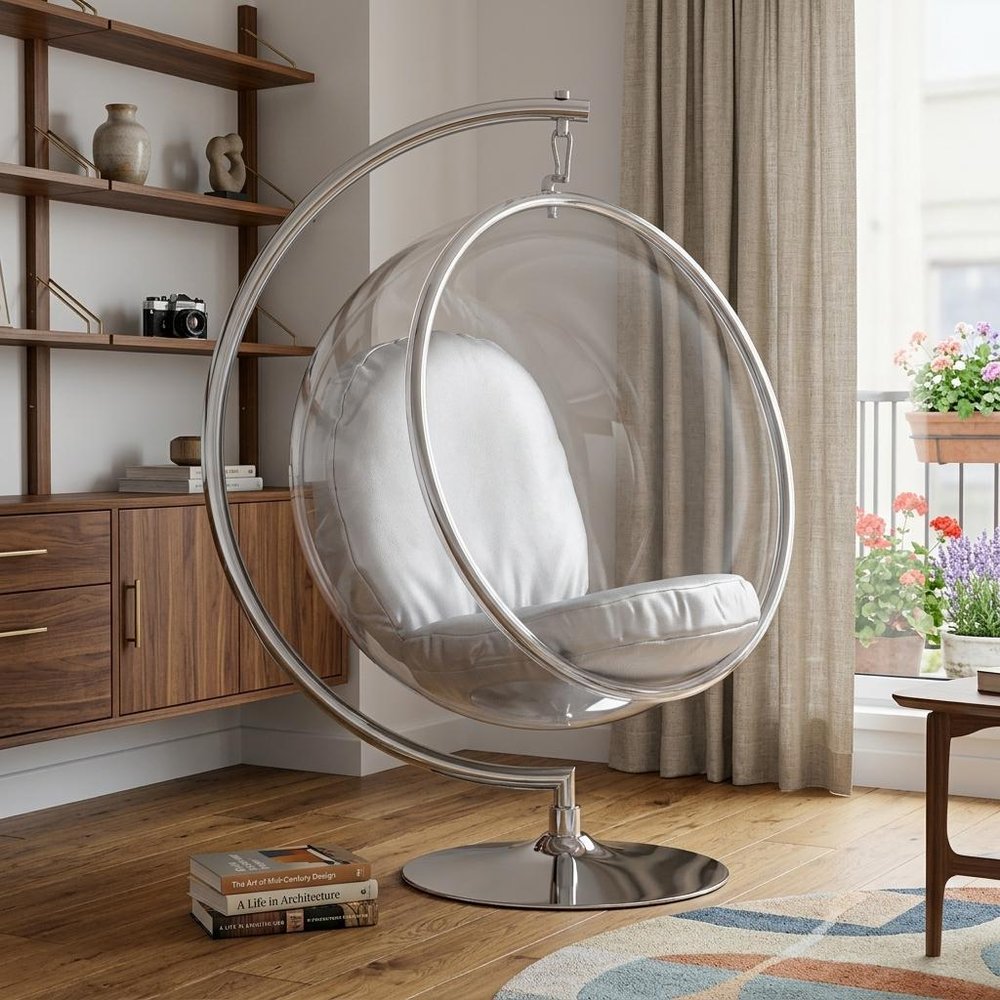 42" Silver Faux Leather Balloon Chair HomeRoots