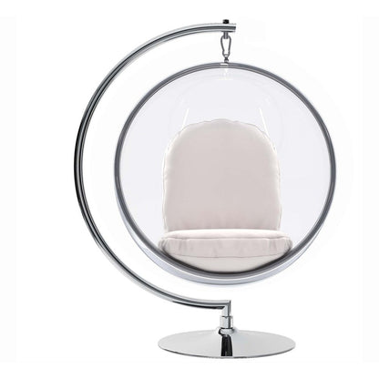 42" White and Silver Faux Leather Balloon Chair HomeRoots