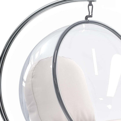 42" White and Silver Faux Leather Balloon Chair HomeRoots