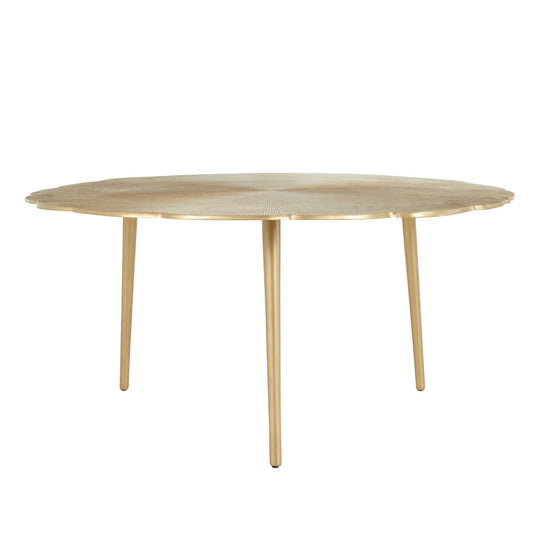 40" Gold Aluminum Round Distressed Coffee Table