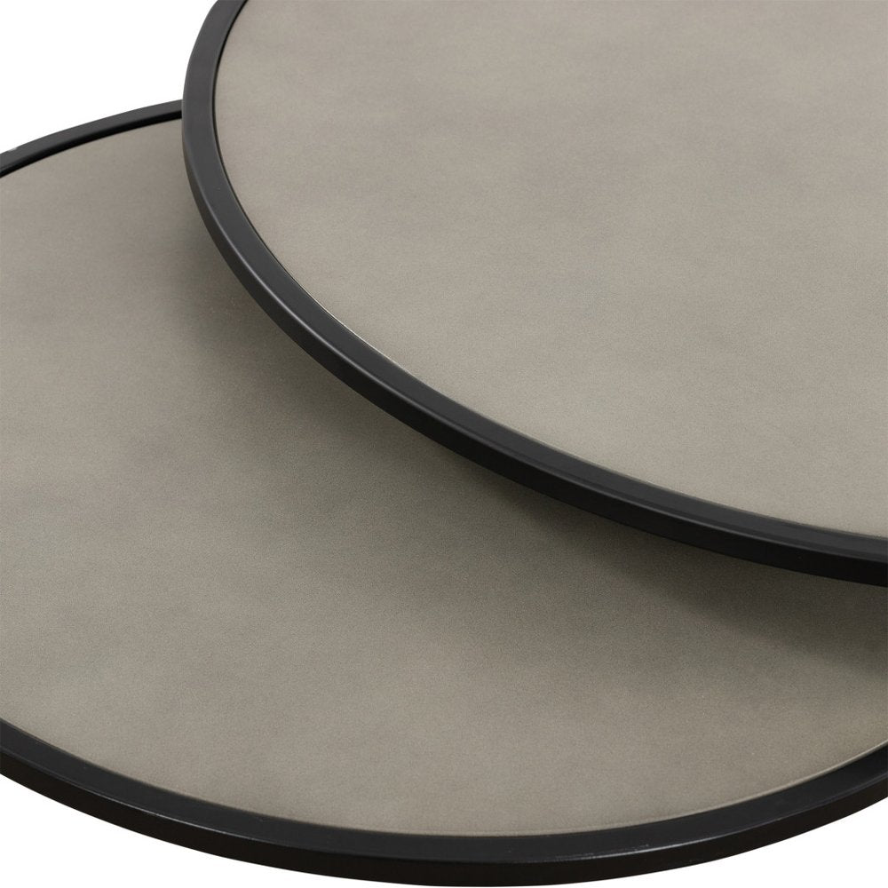 Set of Two 32" Gray And Black Concrete And Metal Round Nested Coffee Tables HomeRoots