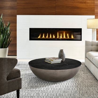 48" Black And Gray Solid Wood And Concrete Round Coffee Table HomeRoots