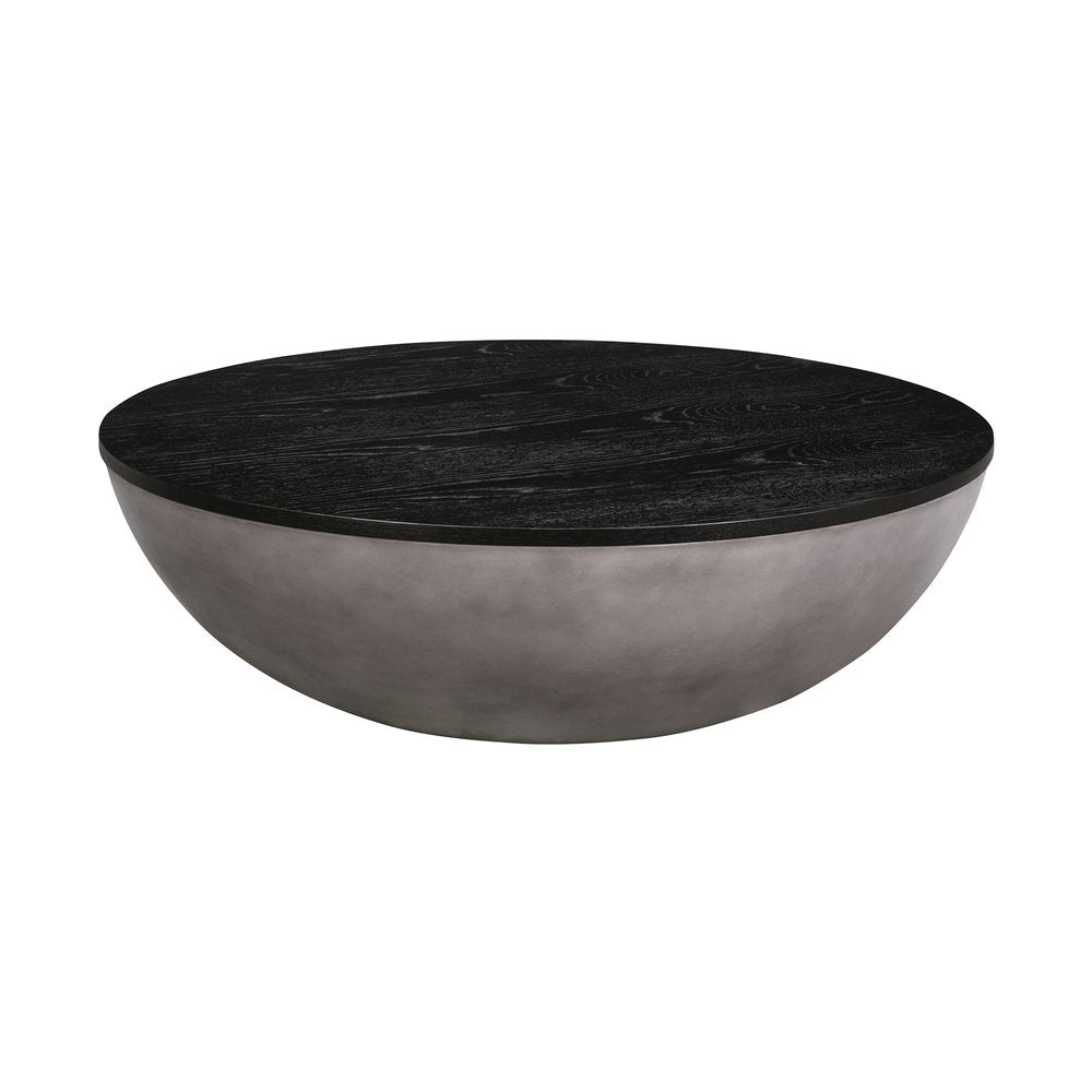 48" Black And Gray Solid Wood And Concrete Round Coffee Table HomeRoots