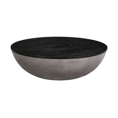 48" Black And Gray Solid Wood And Concrete Round Coffee Table HomeRoots