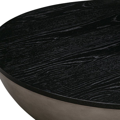 48" Black And Gray Solid Wood And Concrete Round Coffee Table HomeRoots